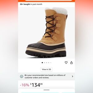 SOREL CARIBOU SNOW BOOT 6.5 WOMEN